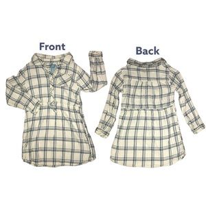 Baby Gap Tunic Dress Girls Size 4 Flannel Plaid Long Sleeve Ivory Navy Blue